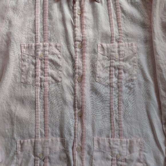VTG Givenchy Monsieur Guayabera Cuban Dress Shirt 100% Linen | Size L - Picture 5 of 5